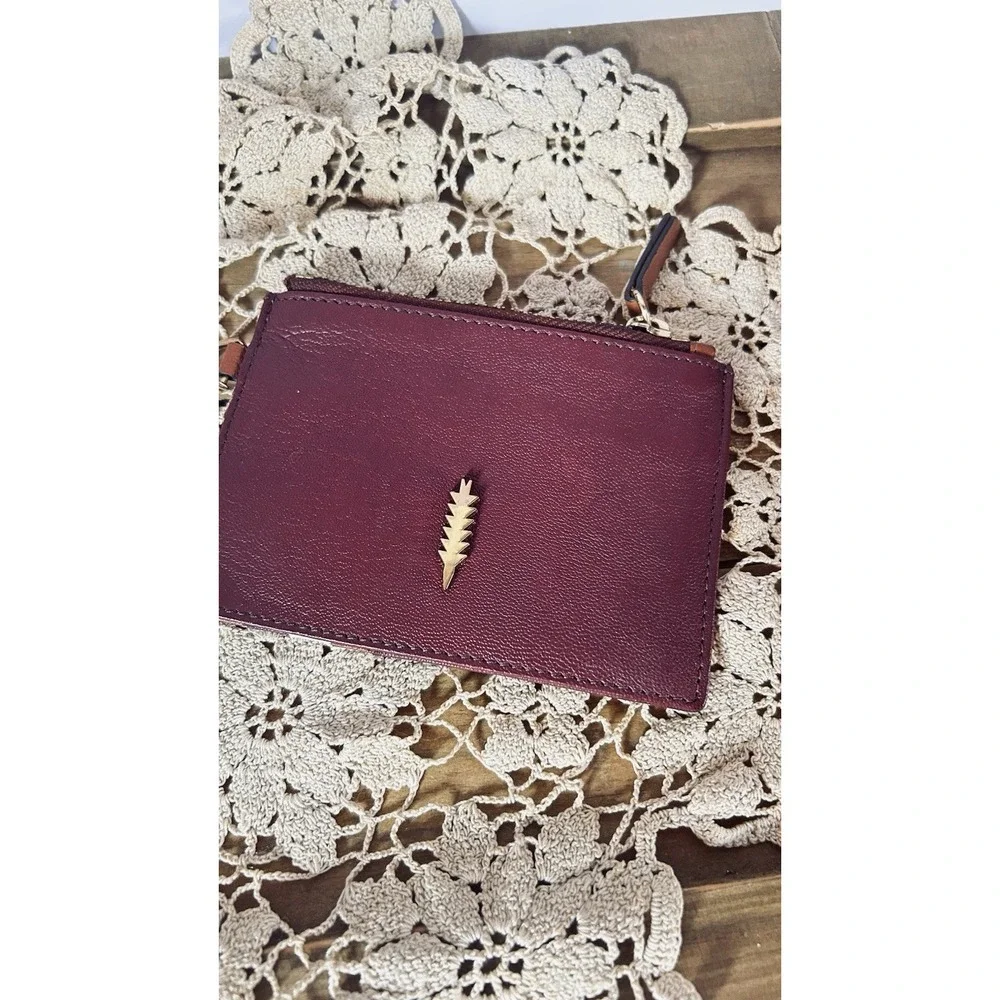 THACKER Amber Compact Leather Card/Coin Wallet Gold/Burgundy/Brown/Cream